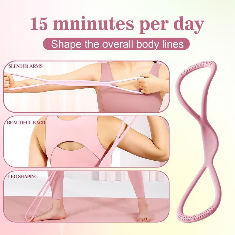 Figure 8 Resistance Band for Women, 8 Shaped Resistance Band with Handle for Arms Working Out, Exercise Bands for Shoulder, Back, Legs, Yoga Pulling Rope, Elastic Stretch Bands 15+25+35LB - BeesActive Australia