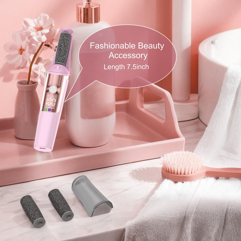 Callus Remover for Feet Rechargeable, Smooth Pedicure Wand Electric Foot File, Professional Pedicure Tools Kits Foot Scrubber for Smoother Feet Ideal Gift, Pedicure Kit Feet Care for Dead Dry Skin Pink - BeesActive Australia