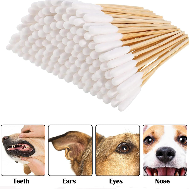 Pet Dog Ear Cleaning Swabs,200 Pieces 12cm/15cm Extra Large Cotton Buds for Dogs Cats,Dog Ears Cleaner Wipes Alternative for Wax Removal & Itchy Ears Relief,Pet Ear Cleaning Cotton Earbuds