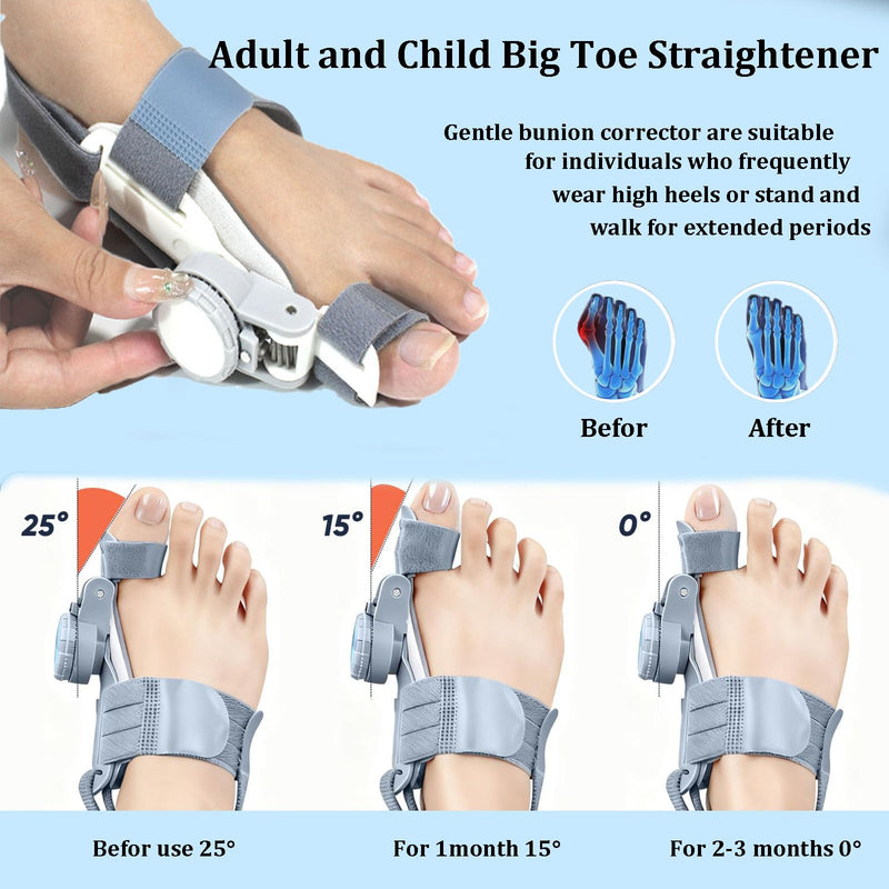 Bunion Corrector for Women & Men, Comfortable Big Toe Straightener with Silicone Pad | Adjustable Knob - Snug Fit for Left/Right Big Toes, Wear While Sleeping (1 Pack)
