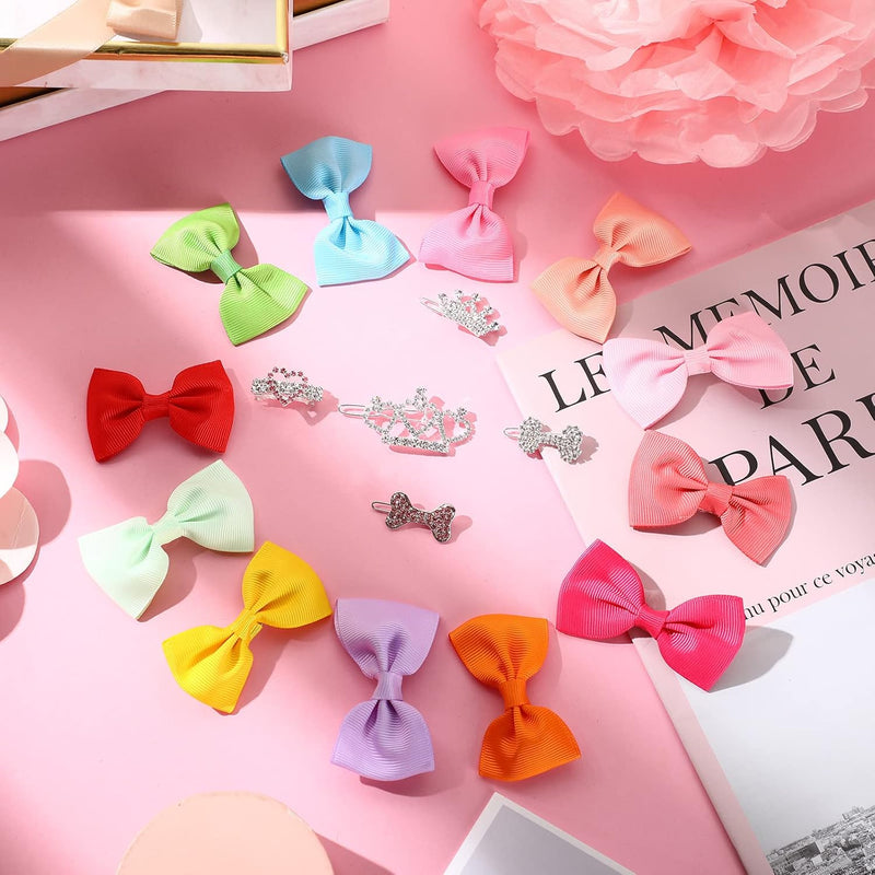 Janinka 29 Pcs Dog Hair Bows, 24 Pcs Puppy Yorkie Dog Hair Clips 5 Pcs Tiara Crystal Dog Hair Accessories, Rhinestone Barrette Grooming Hair Products - BeesActive Australia
