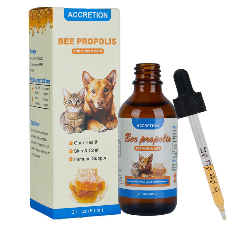 Accretion Bee Propolis for Dogs & Cats, 2 fl oz, Dental Defense & Respiratory Health, Supports Seasonal Immunity & Immune System, Natural Oral Care Supplement
