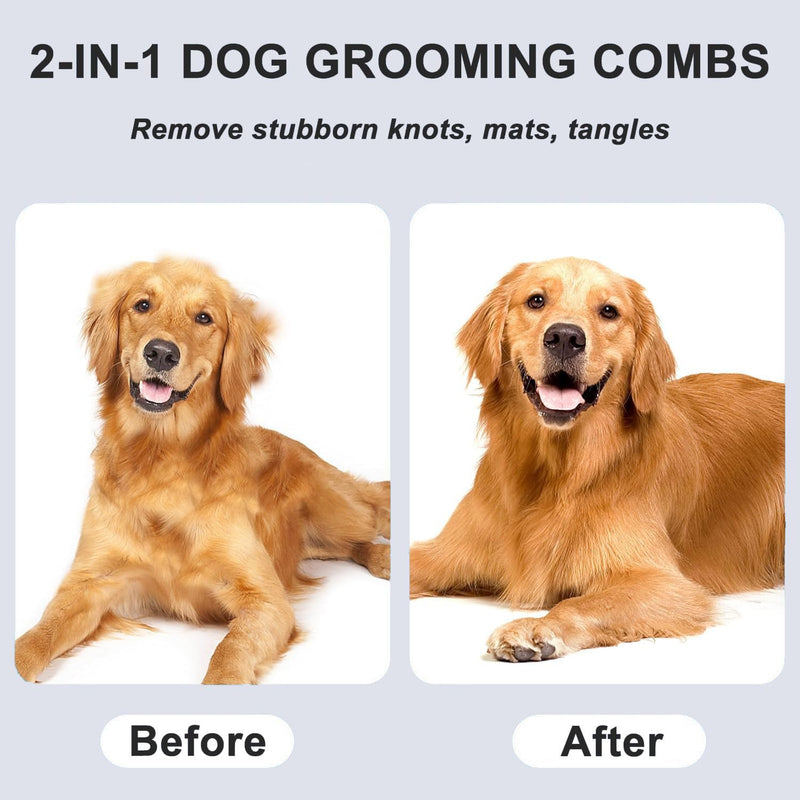 YINGFAN Dog Comb, Stainless Steel Dematting Comb for Dogs and Cats, Metal Dog Comb Removes for Knots and Tangled Hair (6.3 inches) 16 Silver - BeesActive Australia