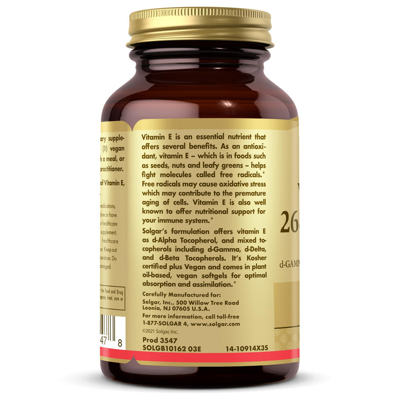 Solgar Vitamin E 268 mg (400 IU) - 100 Vegan Softgels - Naturally Sourced - Non-GMO, Gluten Free - 100 Servings