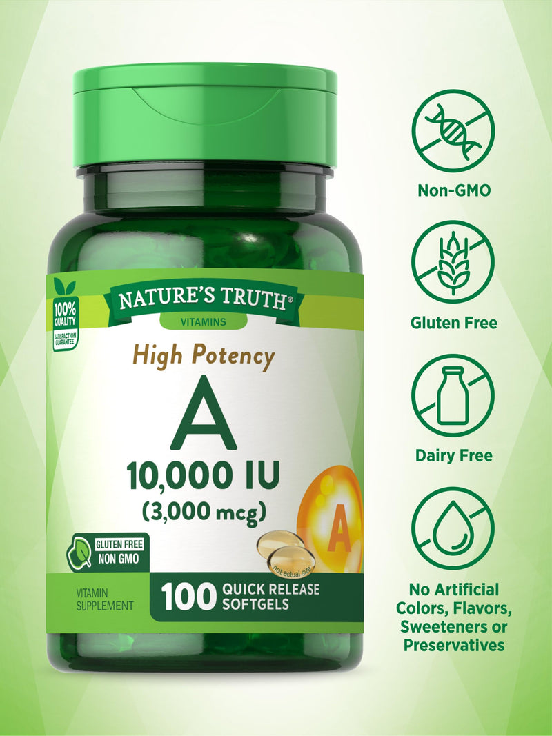 Vitamin A 10000 IU Softgels | 100 Count | Non-GMO, Gluten Free Supplement | by Nature's Truth - BeesActive Australia