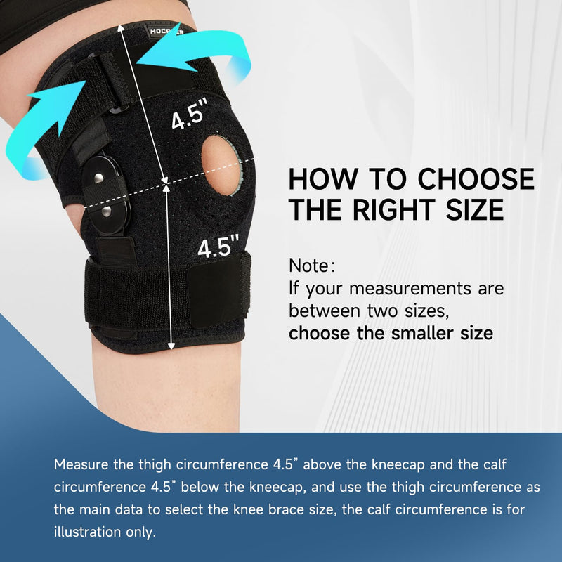 Plus Size Knee Brace XL-8XL,Stable Support of The Decompression Knee, Effective Relief of ACL, Arthritis, Meniscus Tear, Adjustable Compression Band, Suitable for Men and Women (3XL-4XL) 3XL-4XL Black