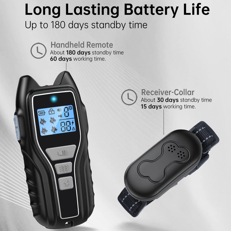 Rechargeable Dog Training Collar with Remote - Waterproof, for 15-150 lb Dogs, with Flashlight, Beep, Vibration, Shock Modes Black - BeesActive Australia