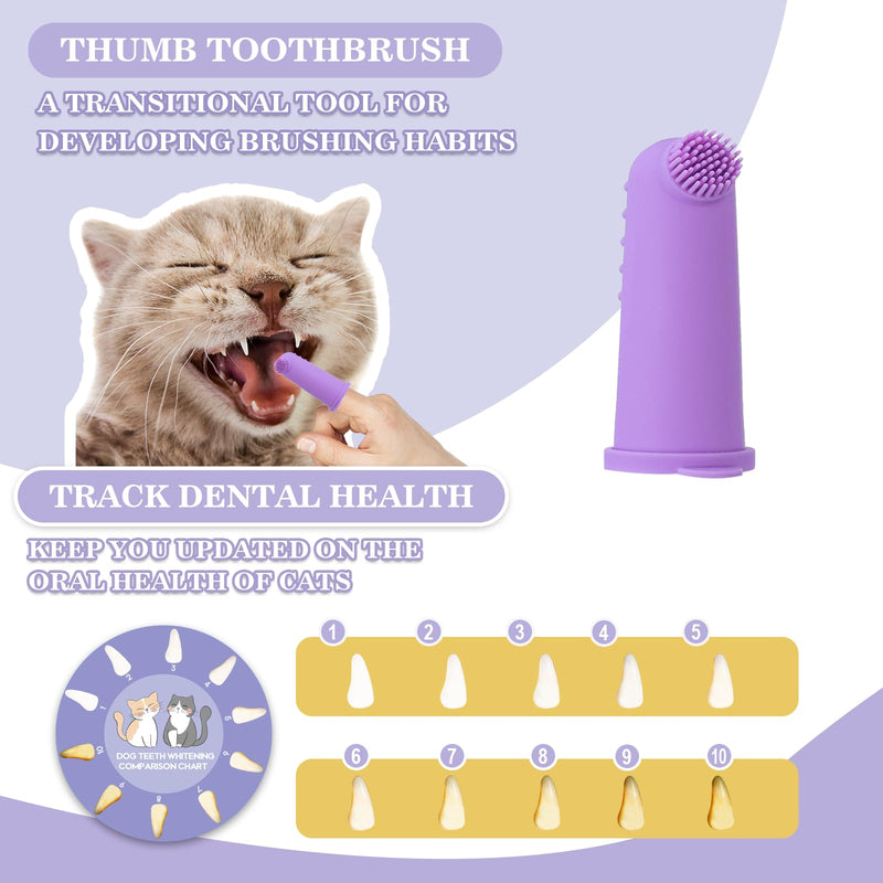 Cat Toothbrush Complete Kitty Dental Care Kit with Teeth Whitening Tracker - Premium Brushes for Cats, Easy Oral Hygiene & Gap Cleaning-cat cat - BeesActive Australia