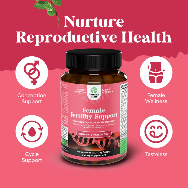 Female Fertility Support Capsules with Prenatal & CoQ10 - 60 Count | Preconception blend with choline, inositol, folate, chasteberry & CoQ10 to support conception 60 Count (Pack of 1)