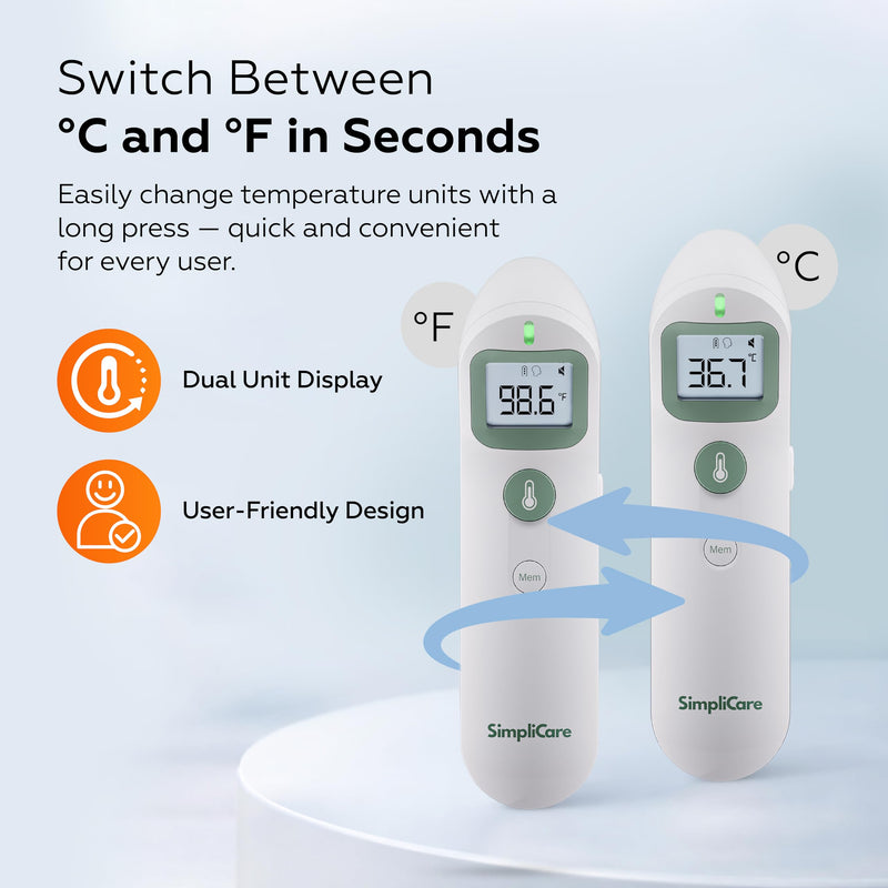 FC-IR206 | FDA 510(k) Cleared Medical Grade Infrared Thermometer | 2-in-1 Non-Contact Forehead & Object Thermometer for Baby, Infant, Toddler, Kids & Adults