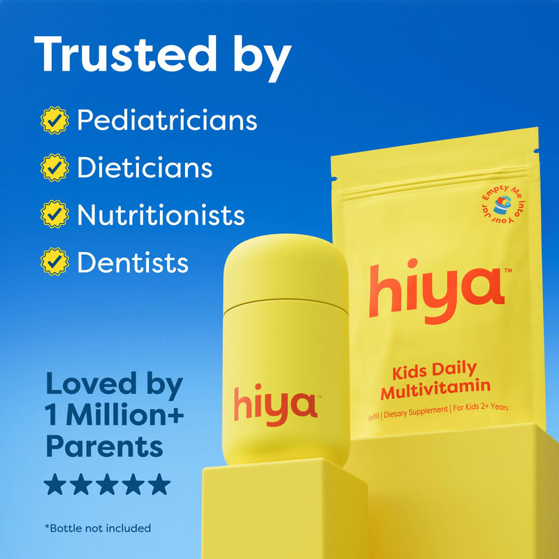 HIYA Kids Multivitamin Tablets, 60 Day Refill Supply for Toddlers & Kid | 15+ Essential Vitamins & Minerals with Fruits & Veggies for Ages 2+, Supports Growth, Development & Immune, 0g Sugar Fruit Multi-Flavor 30 Count (Pack of 2)