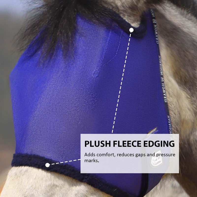 Harrison Howard All-Round Mesh Horse Fly Mask UV Protective with Fleece-Padded Edging Deep Navy L Full (Large) - BeesActive Australia