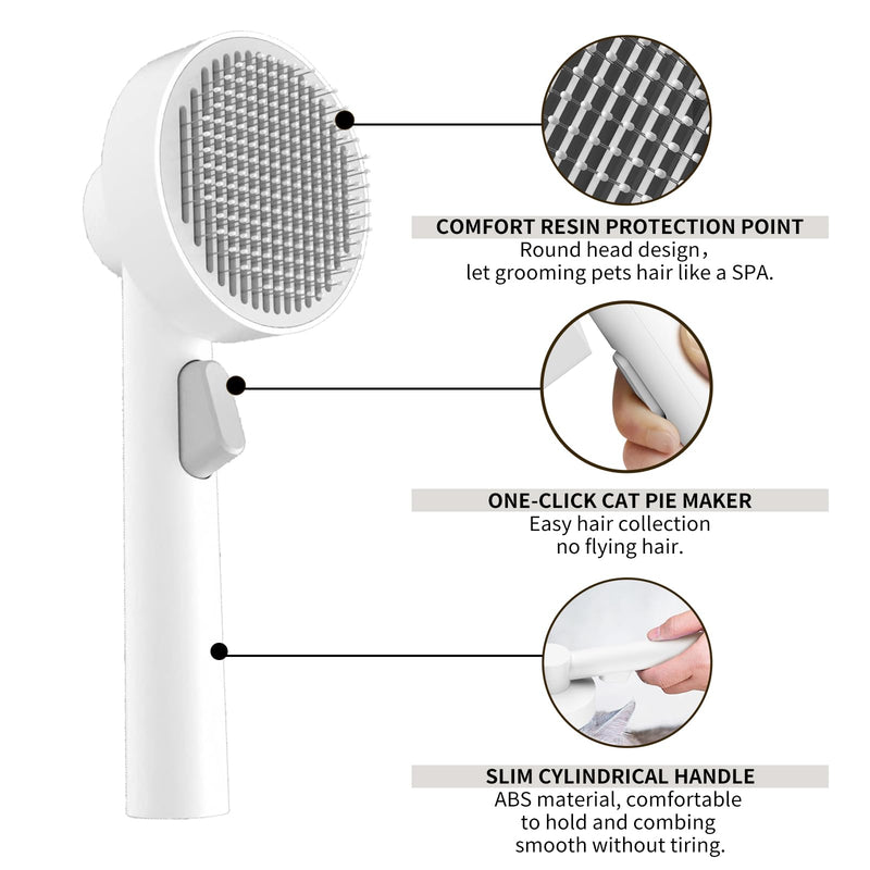 Cat Brush with One-click Cleaning Button, Cat Brush For Shedding to Remove Loose Fur, Pet Brush for Grooming and Massage.(Gray) Gray - BeesActive Australia