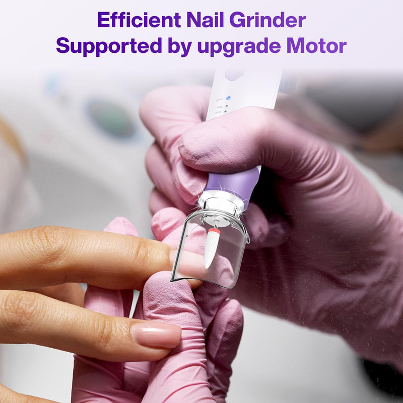 Professional Electric Nail Drill 2000mAH Portable Cordless Electric Nail File 10 in 1 Manicure Pedicure Kit ,5-Speeds Toe Nail Tools Hand Foot Care,Thick Toenail Grinder for Women Men Pets (Purple) Purple - BeesActive Australia