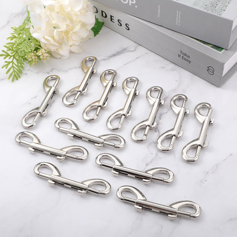 12 Pieces Double Ended Bolt Snaps Hook, 3.5 Inch Zinc Alloy Trigger Clips Key Holder for Linking Key Chain Dogs Leash Collar Leash Key Chain Horse Tack Pet Sling Feed Buckets