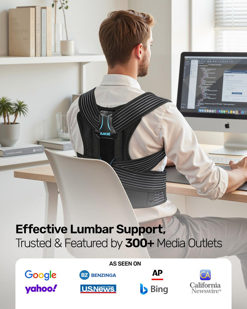 Posture Corrector for Women and Men, Upgraded Back Brace with Enhanced Support, Shoulder Straightener with Cushioned Shoulder Pads & Underarm Pain Relief Strap, Size M (Underbust: 35.4"-41") Black Medium (Upper Waist: 35.4"-41.3")