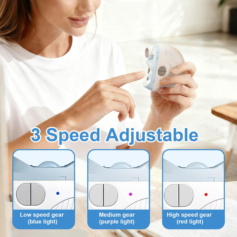 Electric Nail Clippers for Seniors,Upgrade Smart Nail Clippers 2026 New 3 in 1 Electric Clipper with Polishing and LED Light,Smart Toenail Clipper 3 Adjustable Speeds for Adults,Baby (Blue) Blue + White