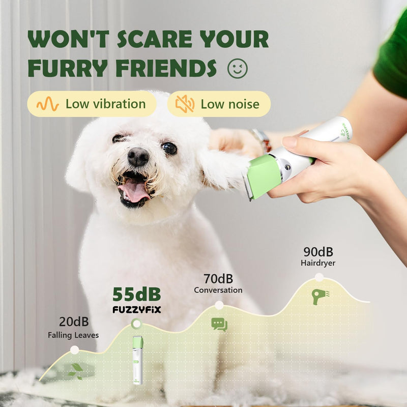 Dog Grooming Kit with LED Light, 4 in 1 Pet Clippers for Cordless Electric Cat Paw Trimmer Dog Nail Grinder, Professional Grooming Supplies for Cat Matted Hair and Small Dogs Thick Coats Green - BeesActive Australia