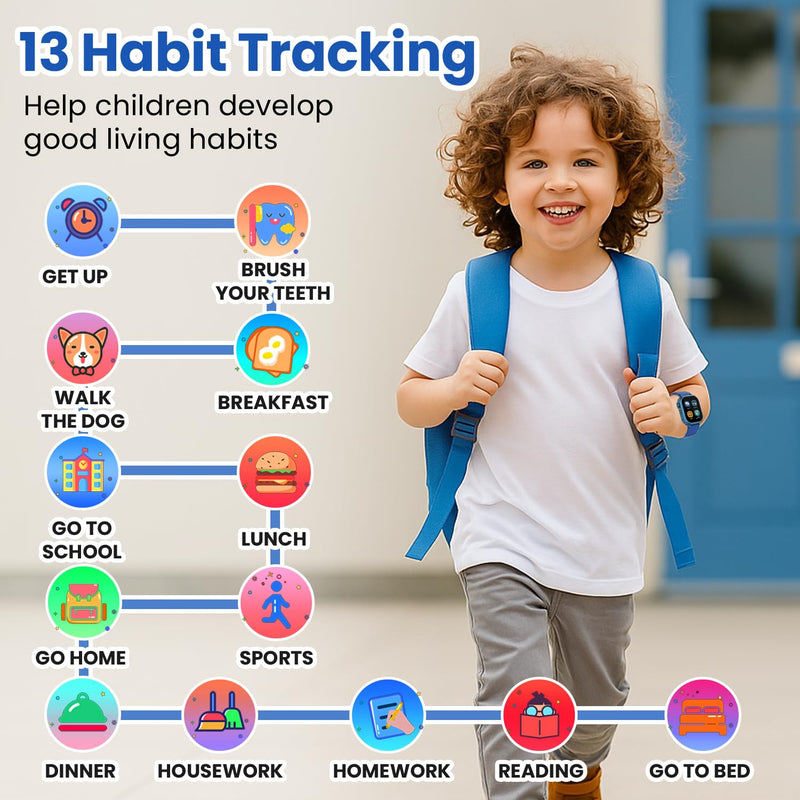 Waterproof Smart Watch for Kids Boys Ages 5-12 with 39 Games, HD Camera, Video, Music, Habit Tracking, Alarm, Pedometer, Kids Smart Watch Chrismars Birthday Gift for Boys Age 5 6 7 8(Blue) Blue - BeesActive Australia