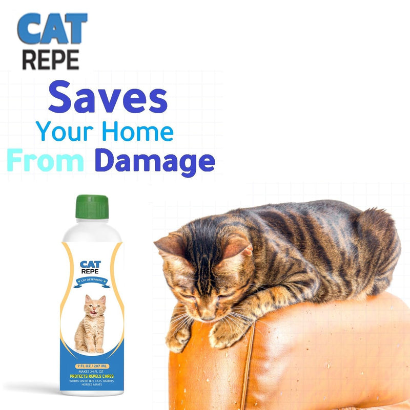 Cat Repellent Concentrate for Quick Preparation Spray Anti Scratch Furniture Protector - Deterrent to Keep Off & Bitter Chew Spray, Safe, 220 ml/7 floz Makes 24 floz, Blue, CRCO220ML - BeesActive Australia