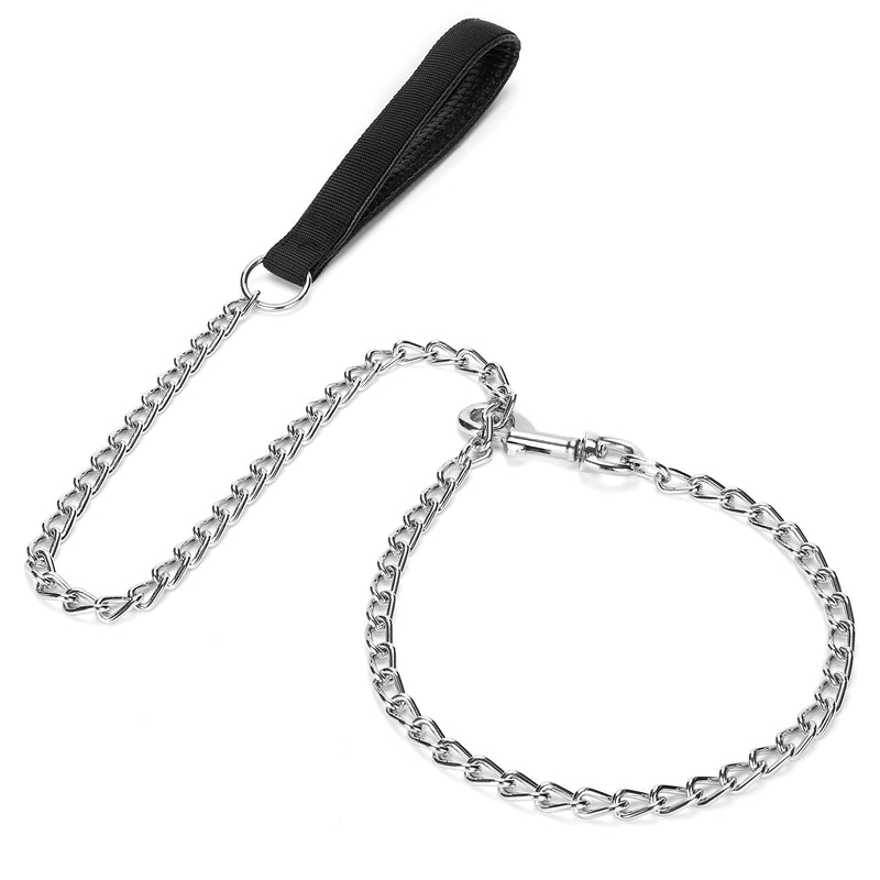SGODA Metal Chain Heavy Duty Dog Leash, Chew Proof Dog Leash with Soft Handle for Large & Medium Size Pets Walking(4 ft. x 3.0 mm Black) 4 ft. x 3.0 mm - BeesActive Australia