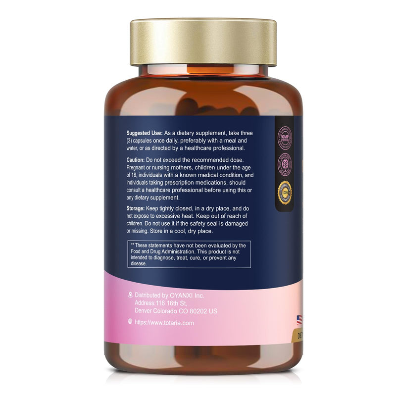 Totaria Inositol Supplement for Women with Vitamin D3, Folate, 40:1 Ratio Myo-Inositol & D-Chiro Inositol Complex, (Vitamin B8) Inositol Capsules, 180 Capsules, 60 Servings, 2 Month Supply 180 Count (Pack of 1)