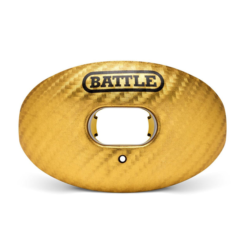 Battle Sports Carbon Oxygen Football Mouthguard - with a Convertible Strap, Superior Airflow & Better Performance, Maximum Protection & Breathability Football Mouthpiece, Works with Braces - Gold - BeesActive Australia