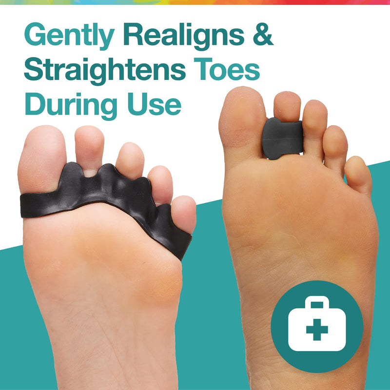 ZenToes Bunion Straighteners and Toe Separators Foot Pain Relief Bundle (Black)