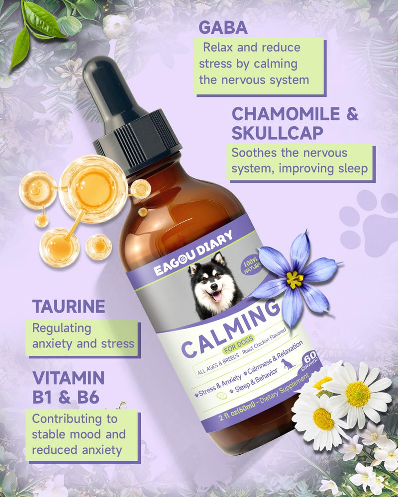 Eagou Diary Cat & Dog Ear Cleaner Gentle Cat & Dog Ear Cleaning Solution - Dog Calming Drops Anxiety and Stress Relief for Dogs