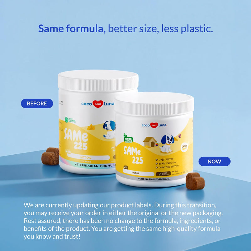 Same for Dogs 90 Soft Chews - Liver, Brain & Cognitive Support | S-Adenosyl-L-Methionine in 90 soft chews. Promotes liver function, cognitive support & mood balance for dogs. SAMe Soft Chews