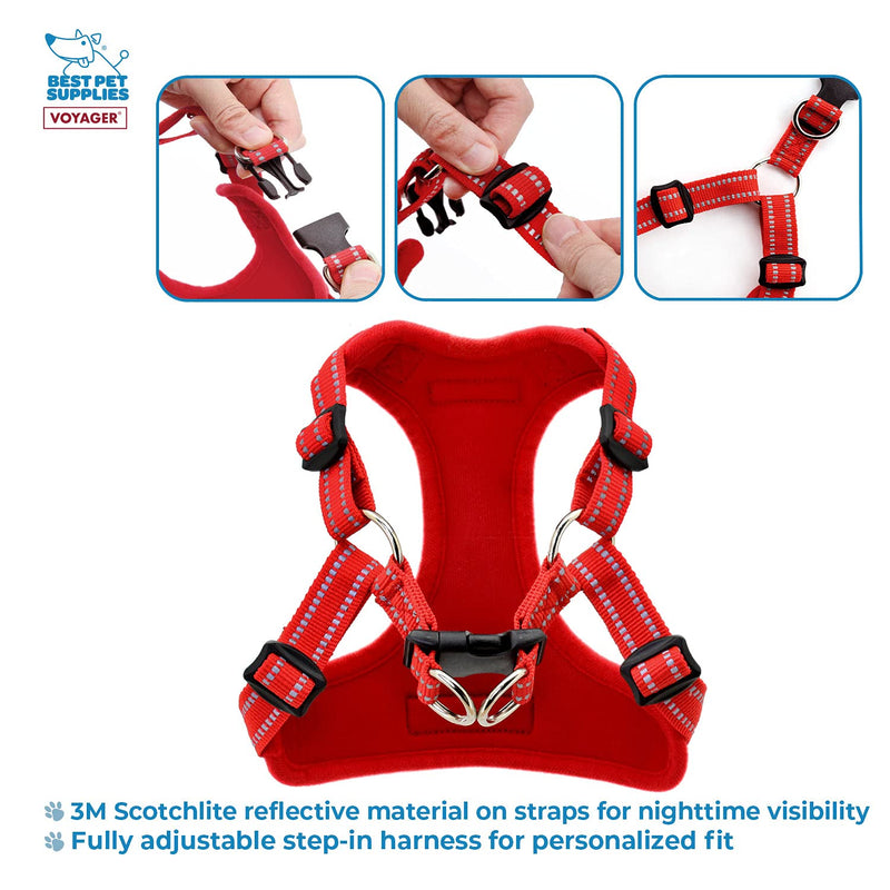 Best Pet Supplies Voyager Adjustable Dog Harness with Reflective Stripes for Walking, Jogging, Heavy-Duty Full Body No Pull Vest with Leash D-Ring, Breathable All-Weather - Harness (Red), M Harness ONLY (Red) M (Chest: 17 - 21") - BeesActive Australia