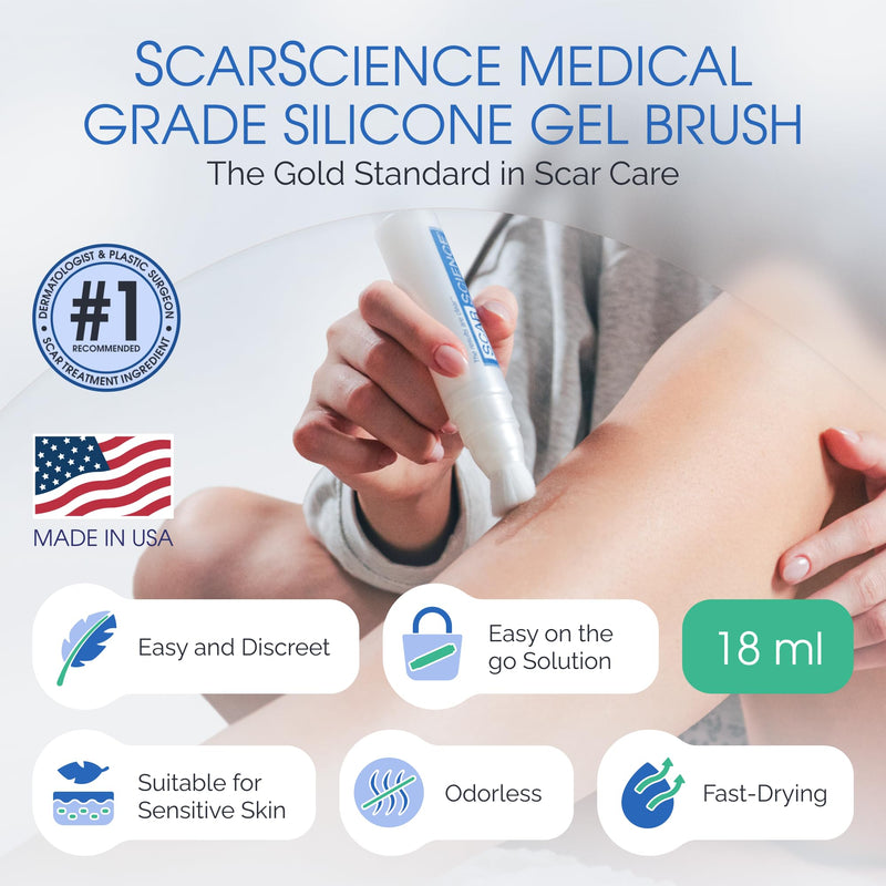 100% Silicone Scar Gel Serum – Ultra-Soft Brush Applicator for Cosmetic Procedures & Facial Peels, Gentle Scar Care for Surgical, Acne, Burn & Keloid Scars – Hypoallergenic & Fragrance Free