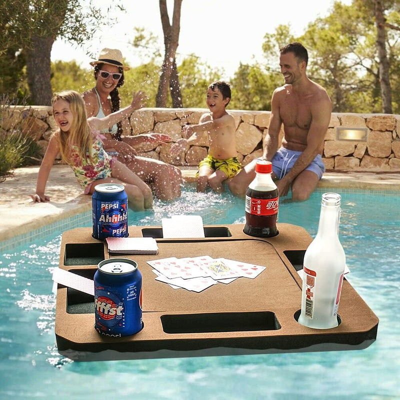 Floating Game or Card Table Tray for Pool or Beach Party Float Lounge Durable Foam Drink Holders with Waterproof Playing Cards - BeesActive Australia