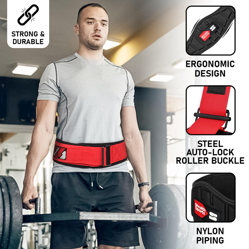 Weight Lifting Belt – 6.5” Back Support Padded Workout Belt Auto Lock Buckle – Neoprene Gym Belt Men Women – Fitness Bodybuilding Training Deadlift Squats Weightlifting Belt Small - BeesActive Australia