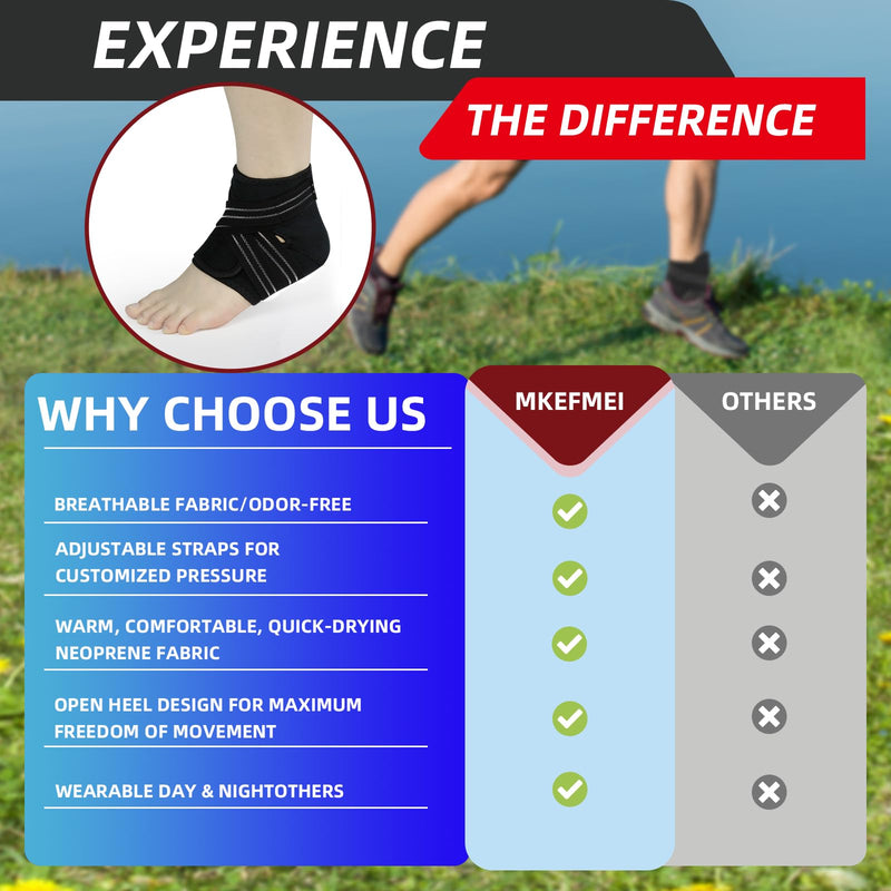 Ankle Support Brace(1 Pack) — Compression Ankle Brace for Women & Men, Adjustable Wrap Ankle Stabilizer Brace for Sprained, Foot Pain, Plantar Fasciitis, Achilles Tendonitis (A-Black,Large) A-Black Large
