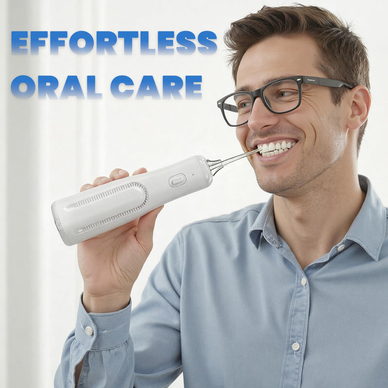 Water Dental Flosser Teeth Pick: Portable Oral Irrigator, 3 Modes Cordless Water flosser,Battery Operated, IPX5 Waterproof Flossing Machine for Teeth Cleaning for Travel Home - White