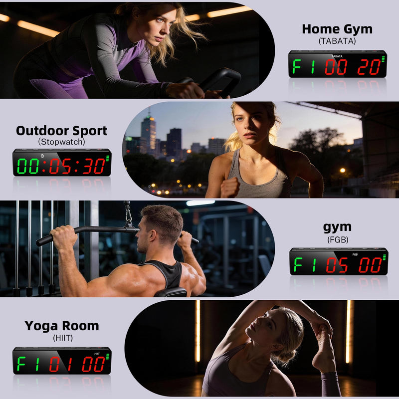 Portable Workout Timer, Workout Clock for Home Gym Garage Boxing, Gym Timer Clock with Strong Magnet, Powerful Battery, Adjustable Brightness for Fitness Enthusiasts Coaches Black 7 inch - BeesActive Australia