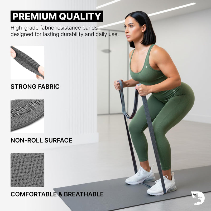 DMoose Fitness Fabric Resistance Bands for Full Body Exercises - Non-Slip Thick Cloth Stretch Band for Squats, Lunges & Bicep Curls - Long Resistance Bands for Working Out - Booty Band for Men & Women Long Bands (Pack of 3) V2 - BeesActive Australia