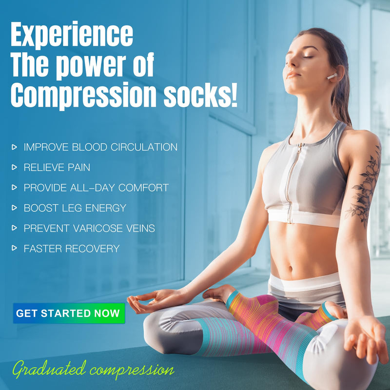Open Toe Compression Socks Women & Men-3 Pairs 20-30 mmHg Knee High Stockings for Circulation Support Large-X-Large A-Light - BeesActive Australia