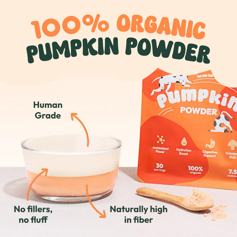 Organic Pumpkin Powder for Dogs, Puppies, Cats, and Kittens: Your Pet's Essential Digestive Supplement 7.5oz