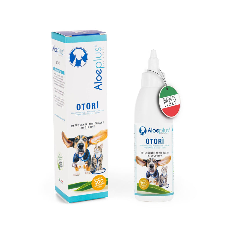 Otorì Cat and Dog Ear Cleaner 125ml - Ear Drops for Dogs and Cats, 100% Natural Organic Aloe Arborescens, Tea Tree Oil, Soothing and Emollient, Against Dog Itching, Mites, Wax