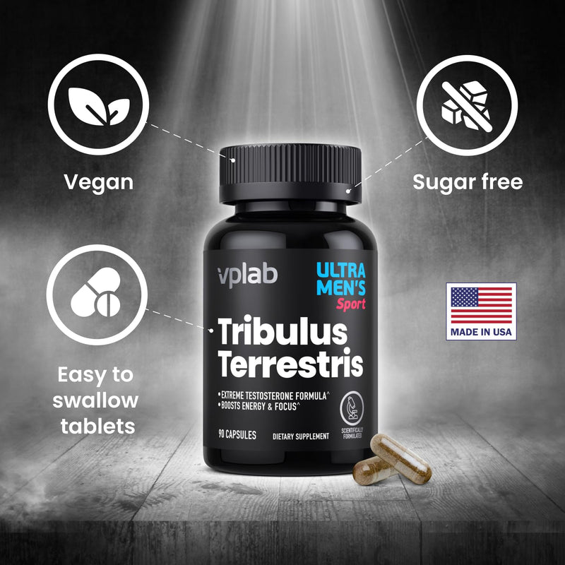 VPLab Ultra Men's Tribulus Terrestris - Daily Multivitamin Supplement for Men with Tribulus Terrestris Extract and Zinc - Supports Levels & Immune System, 90 Capsules - BeesActive Australia