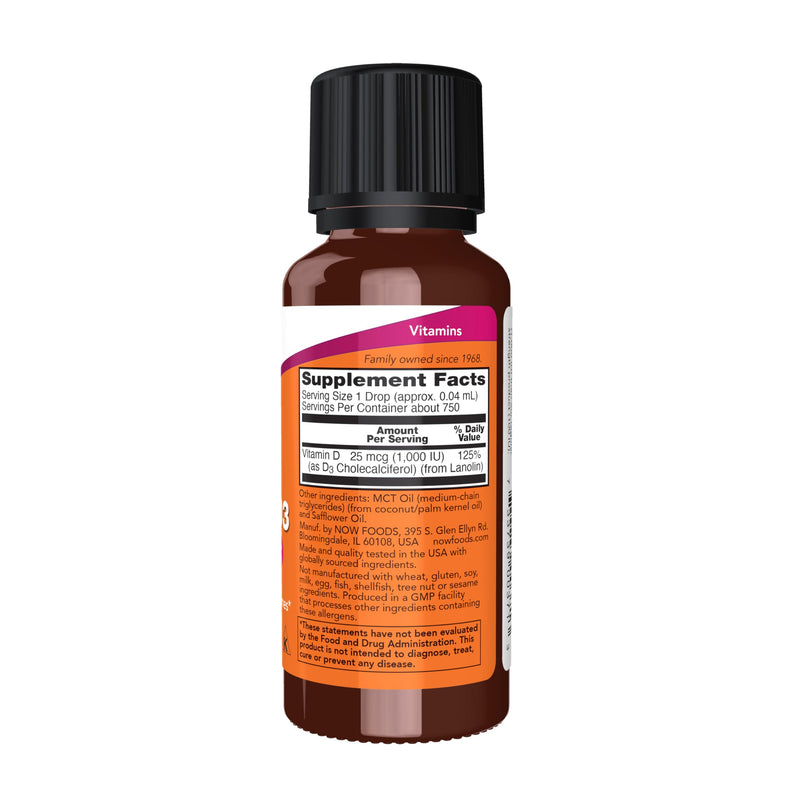 NOW Foods Supplements, Liquid Vitamin D-3, Extra Strength, Structural Support*, 1-Ounce 1 Fl Oz (Pack of 1)