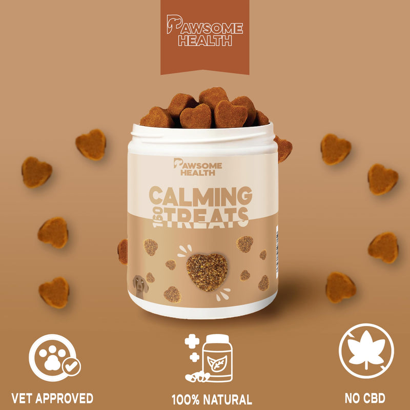 160 Dog Calming Treats | Includes Free Calming eBook | Natural Soothing Chews with L-Tryptophan, Chamomile & Valerian Root | Ideal for Anxiety, Travel, Vet Visits