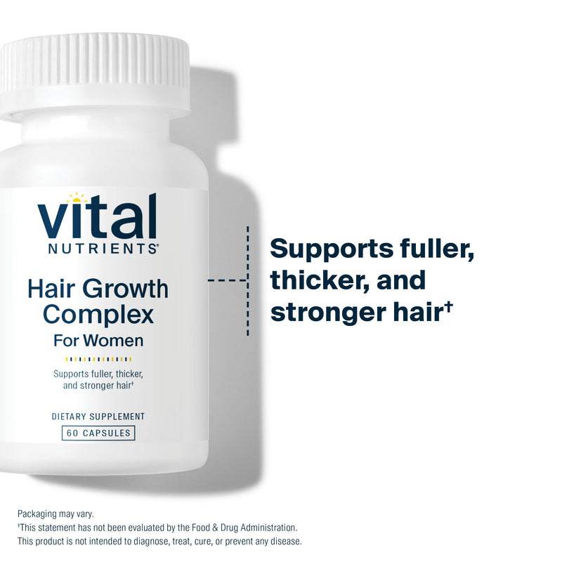 Vital Nutrients Hair Growth Vitamins Complex for Women - Hair Growth Supplement Supports Fuller, Thicker, Stronger with Keratin, Ashwagandha, Hops and Biotin - Vegan, Dairy, Gluten Free - 60 Count