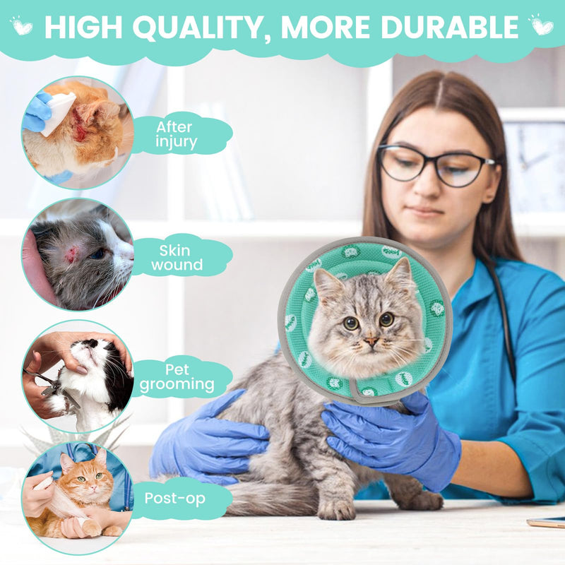 HAPPY HACHI Cat Neck Brace, Soft Adjustable Neck Brace for Cats Cat Collar After Operations and Injuries, Prevents Licking Wounds Cat Collar (Green, M) Green - BeesActive Australia