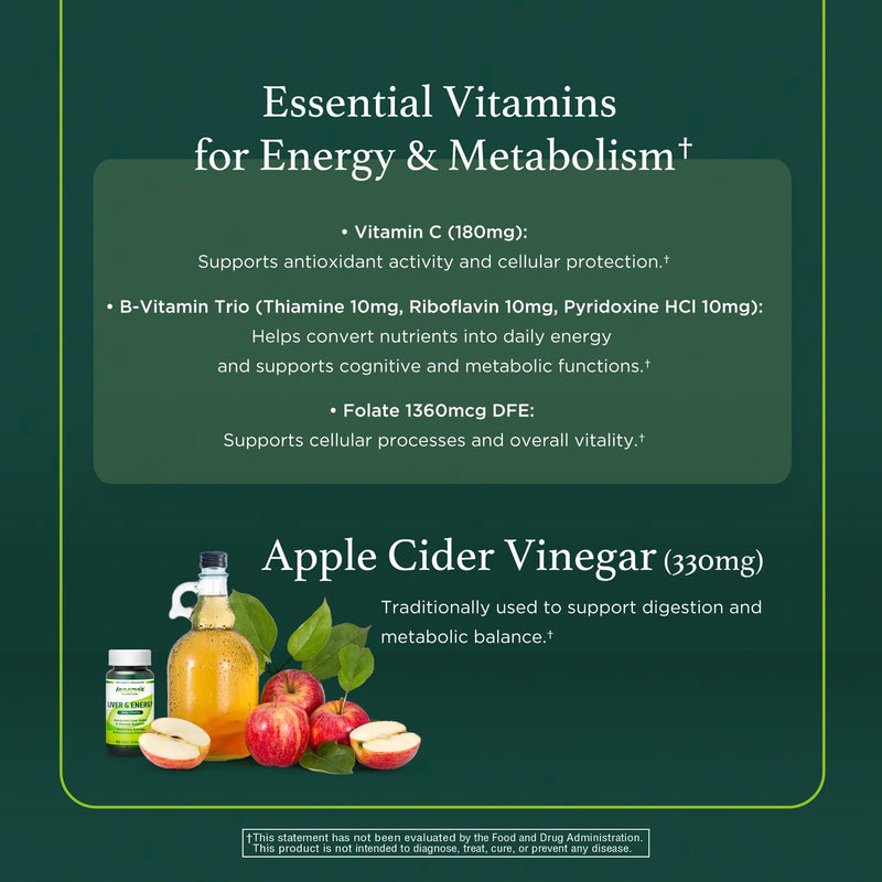 Liver Health & Energy Boost | B-Complex Vitamins, Silymarin, ACV & Turmeric for Metabolism Support* | 60 Veg Tablets – Innervis Nutrition