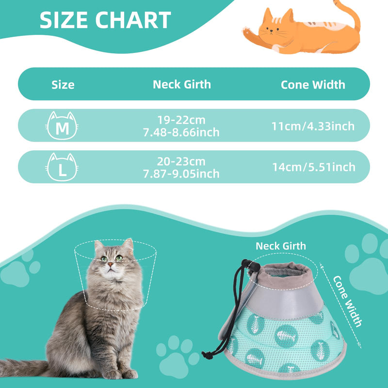 Cat Neck Brace, Adjustable Neck Brace Cat Collar, Cat Collar for Cats Cat Collar After Operations and Injuries, Prevents Licking Wounds Cat Collar (Green, M) Green - BeesActive Australia