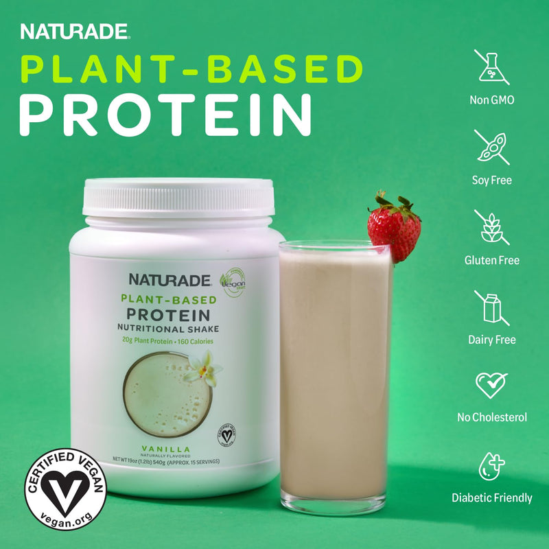 Naturade 20g of Protein Powder - Gluten Free, Dairy & Soy Free, Non-GMO, No Cholesterol - Recovery w/Amino Acids - Vanilla (15 Servings) 1.19 Pound (Pack of 1)