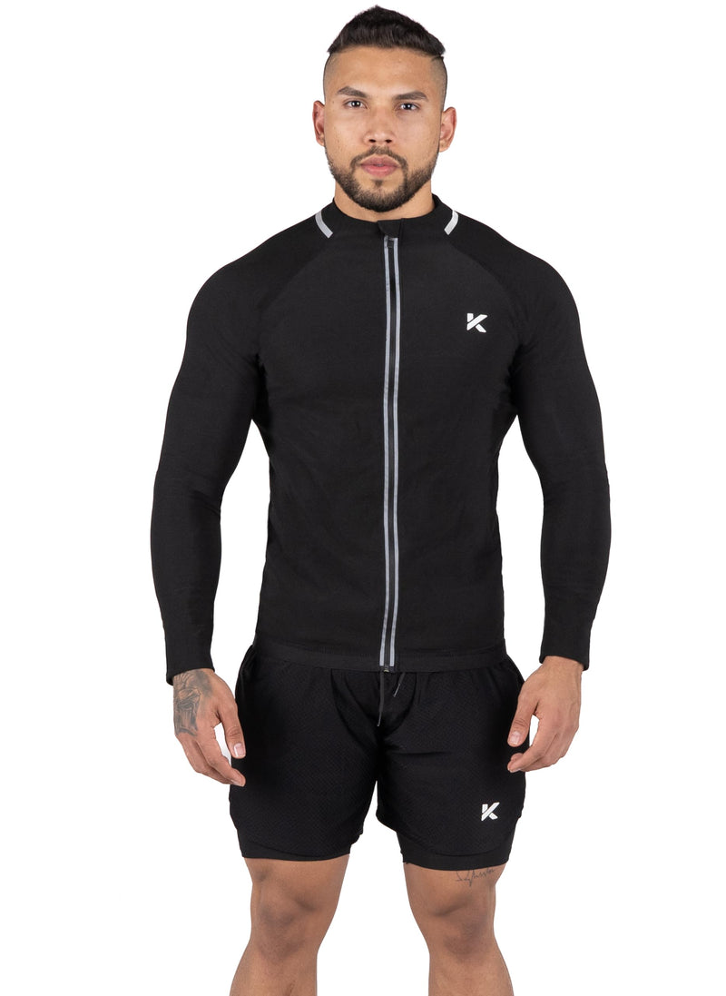 Kewlioo Pro Men's Heat Trapping Sauna Suit For Men, Sauna Long Sleeve Sauna Shirt for Gym, Workouts Black Jacket XX-Large